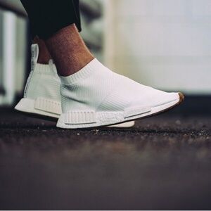 Adidas NMD CS1 Primeknit Shoes | Size 8.5 | White with Gum Soles